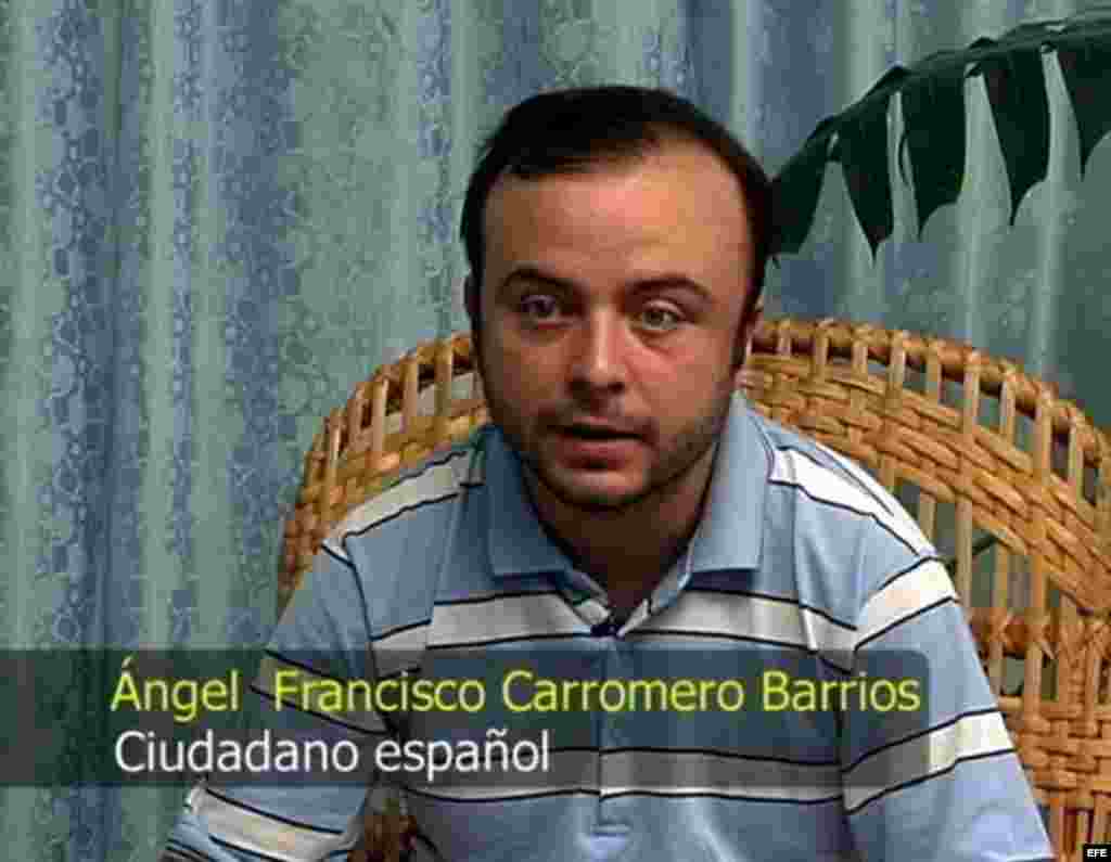Imagen tomada de un vídeo y suministrada por el Gobierno cubano en La Habana (Cuba) hoy, lunes 30 de julio de 2012, en la que aparece el español Ángel Carromero, quien conducía el vehículo donde viajaba el fallecido opositor Oswaldo Payá.